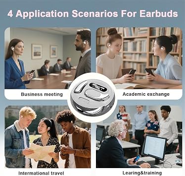 OWS AI Language Translator Earbuds Real Time, Supports 144 Languages, Earphone 3-in-1 Accents,Headphones Language Earbud Translators Bluetooth & APP for Travel, Business, and Learning(White)