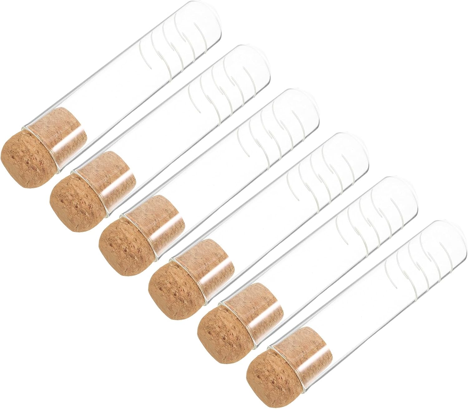 6pcs Glass Tea Infuser with Cork Cap, Loose Leaf Tea Strainer Tubes, Reusable Glass Steeper Filters for Home and Travel Brewing