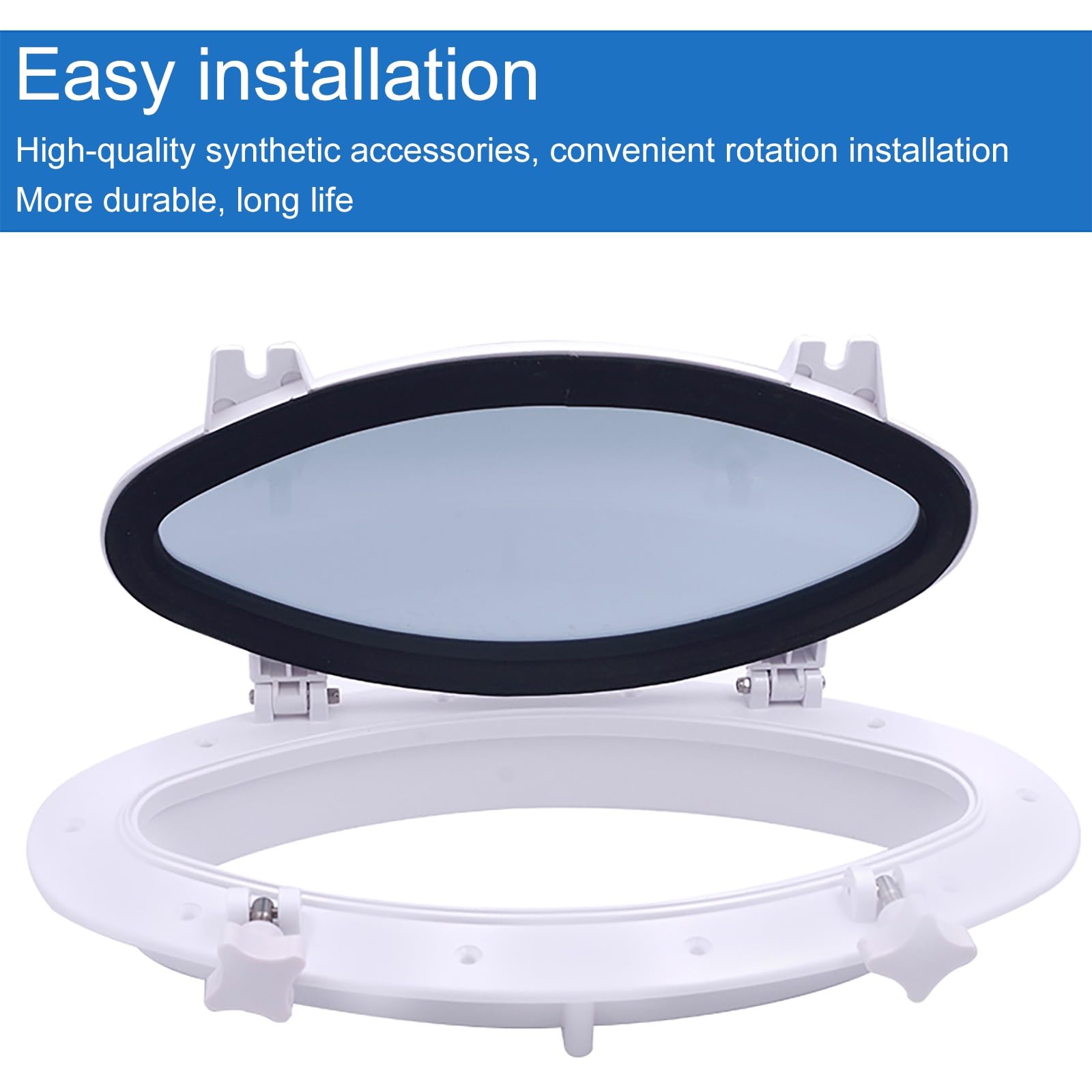 Redondo Vaso Ventana del Cobertizo, Ventana De Ventilación Empotrada, Ventanas Vidrio Templado Aislamiento Y Ventilación Abatibles,para baño, granero, garaje(Black,26cm/10.3in)