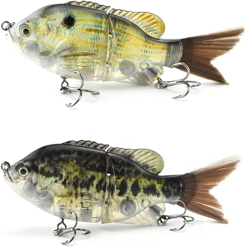 Miniatura 7 de ODS Lure Cebo Blugill Glide para hundirse con cola de fibra para lubina de agua dulce salada de agua dulce y aparejos de pesca realistas