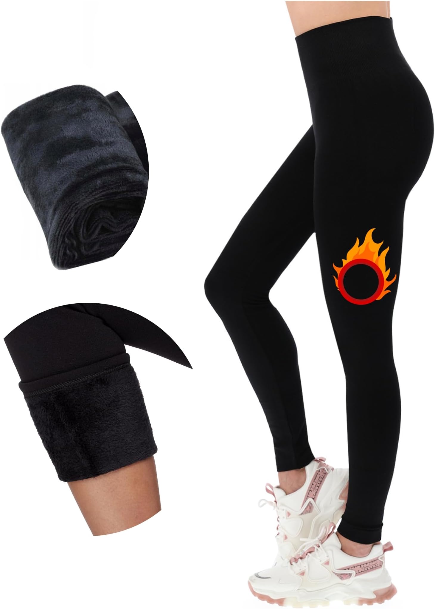 FUTURO FASHION Ladies Fur Lined Thick Leggings High Waist Thermal Fleece Lined Black Leggings Women I Cozy Casual Warm Stretchy High Waist Polar Trousers Pants I Sizes S-3XL