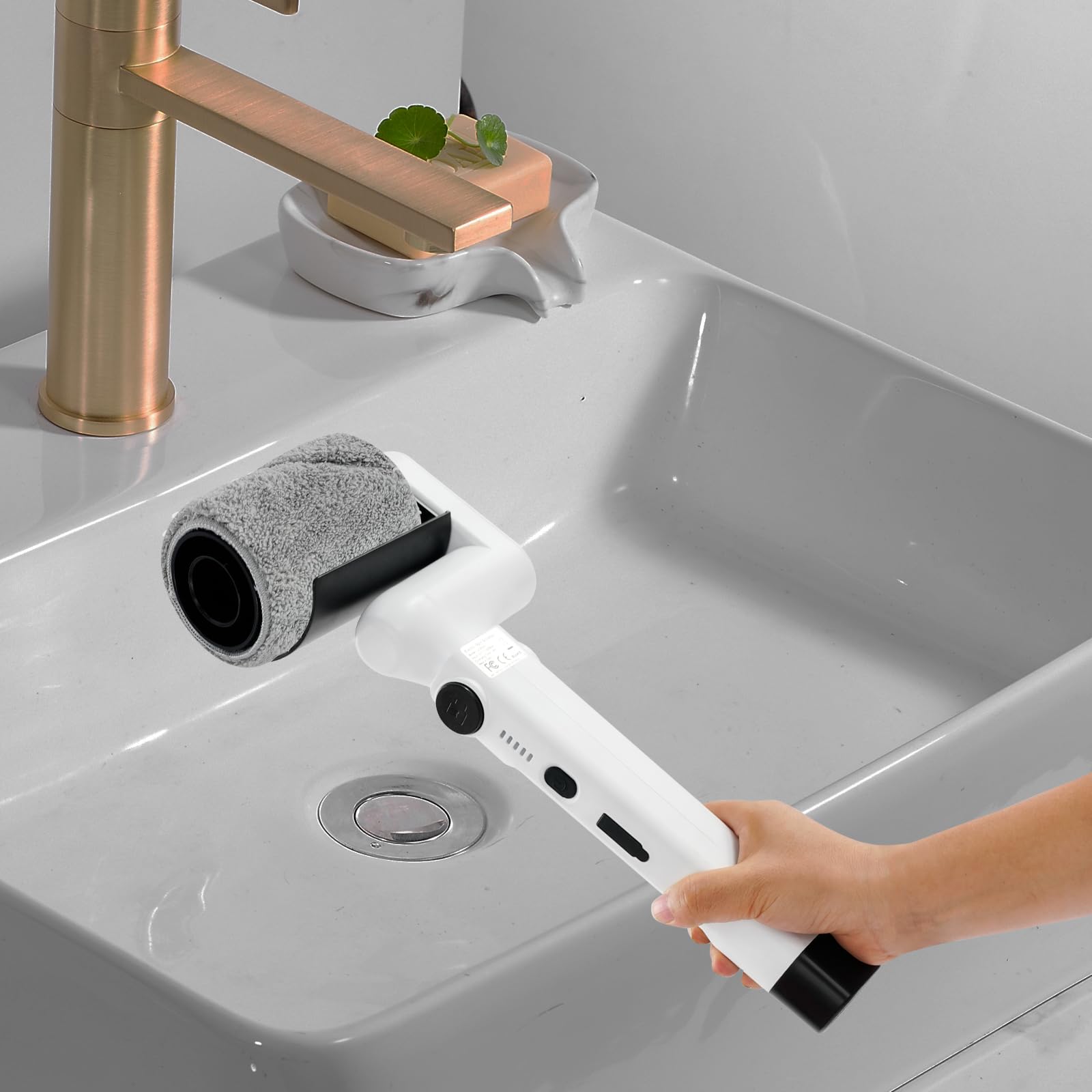 Cepillo de limpieza eléctrico con 4 cabezales versátiles y mango telescópico, 2 opciones de velocidad, resistente al agua para baño, cocina, coche, suelo