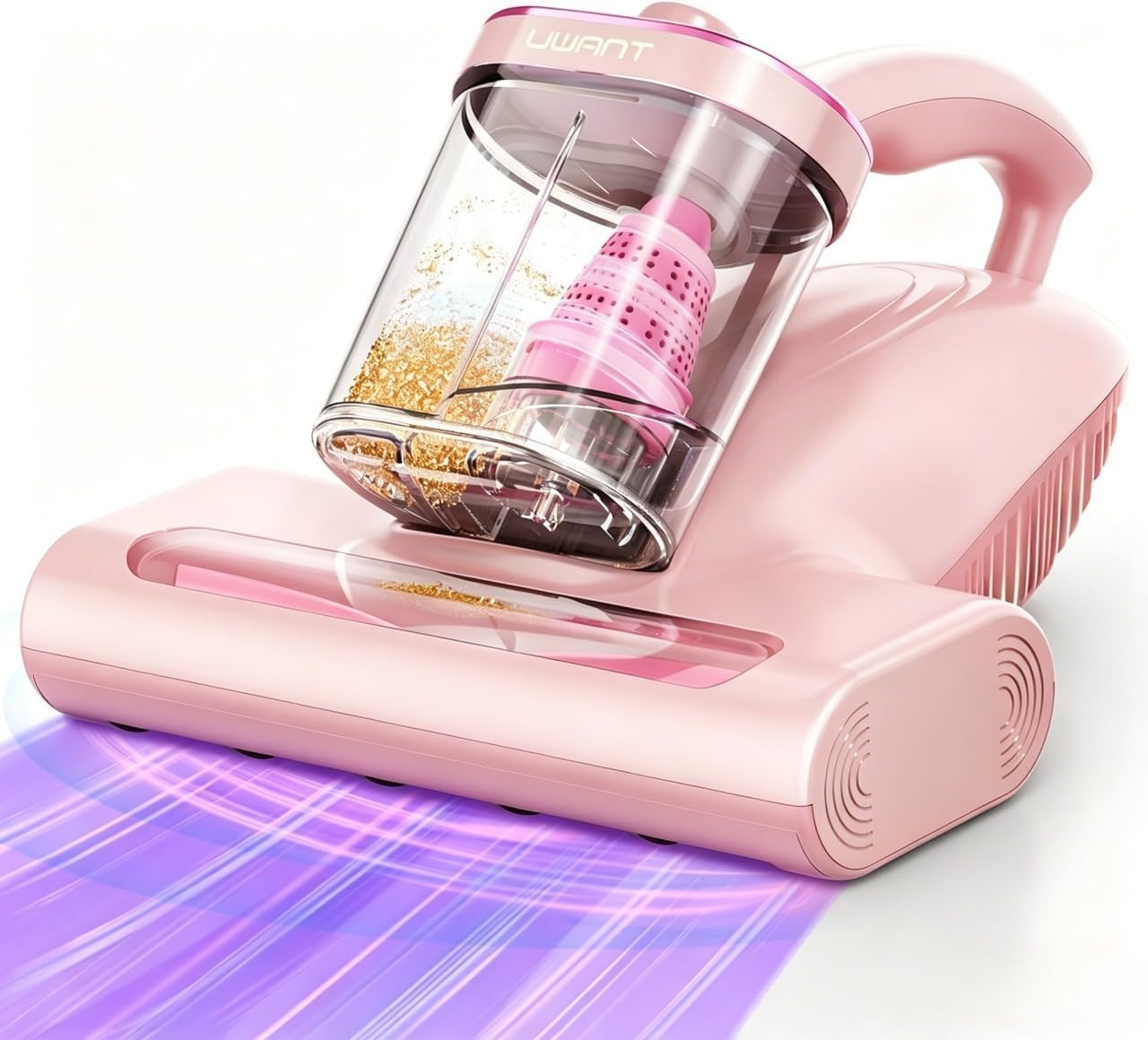 uwant Bed Cleaner with 16Kpa Suction Metal Roller 253.7nm Uv-c Light Mattress Vacuum Cleaner 36000RPM/Min 149℉ Heating HEPA Filter&Ultrasonic Mattress Vacuum for Sofa, Pillow, Bed Throws Set of 1