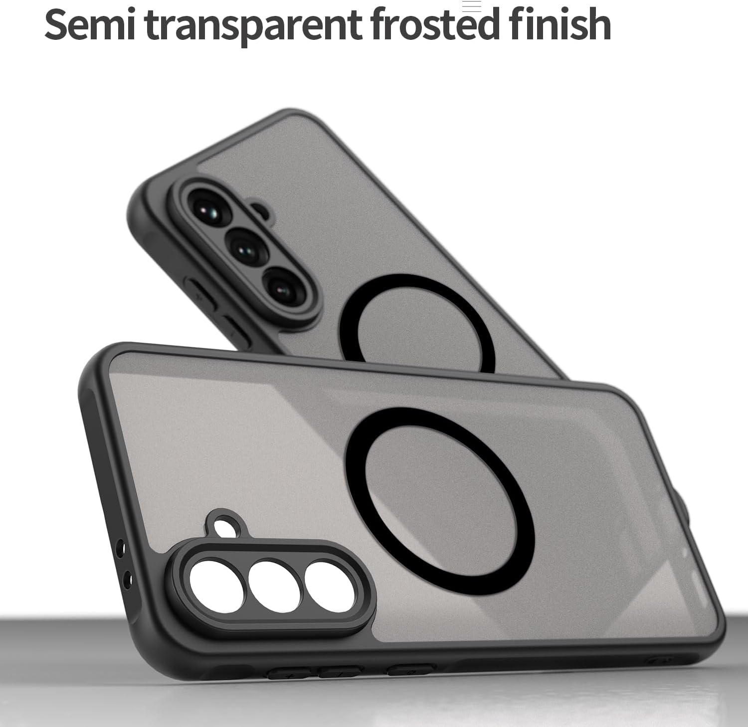 USTIYA Magnética Capa para Samsung Galaxy A56 5G Case Matte Acrílico Uso Resistente Protetora de Câmera Capinha Acessórios para Celular com Cordão Preto FGCX