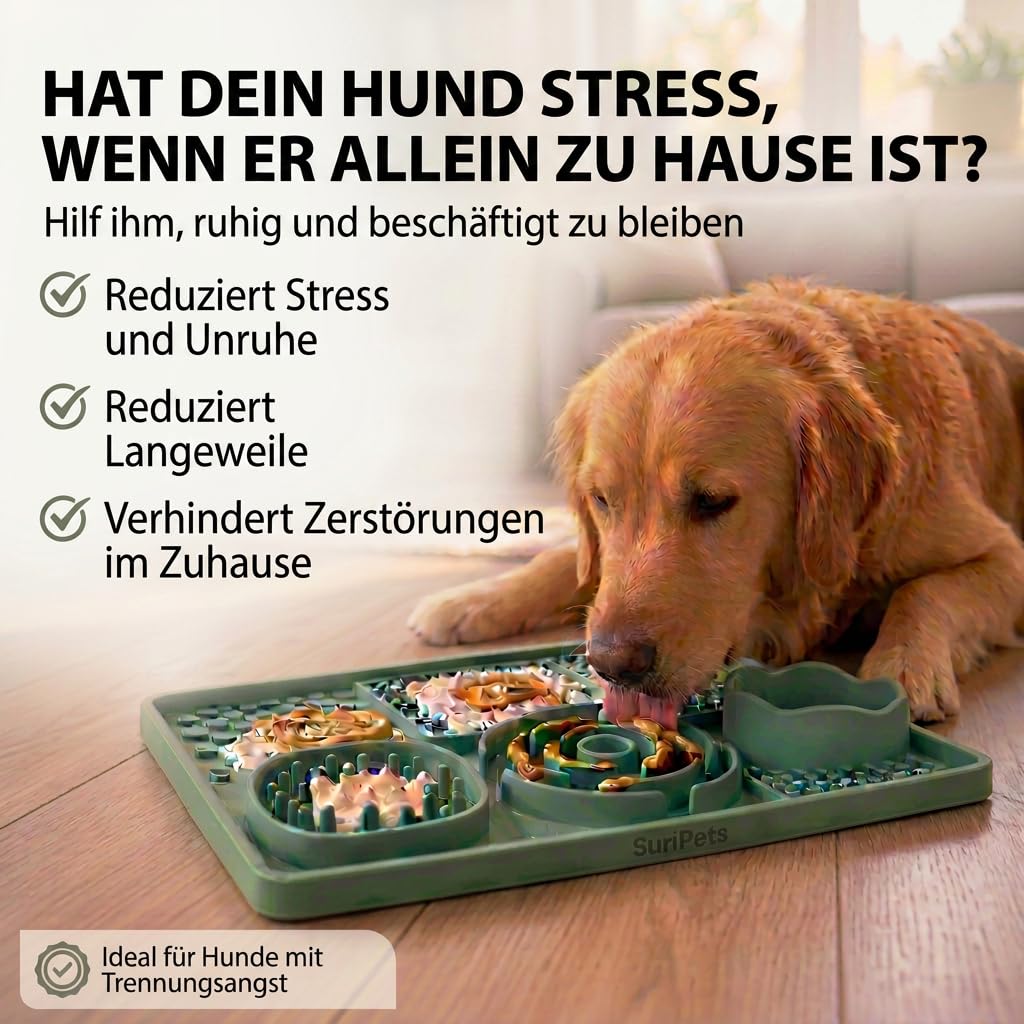 Schleckmatte Hund & Katze mit Napf – LFGB Silikon Lick Mat mit Saugnäpfen – Slow Feeder gegen Schlingen, Stress & Langeweile – inkl. Spatel – BPA frei & spülmaschinenfest
