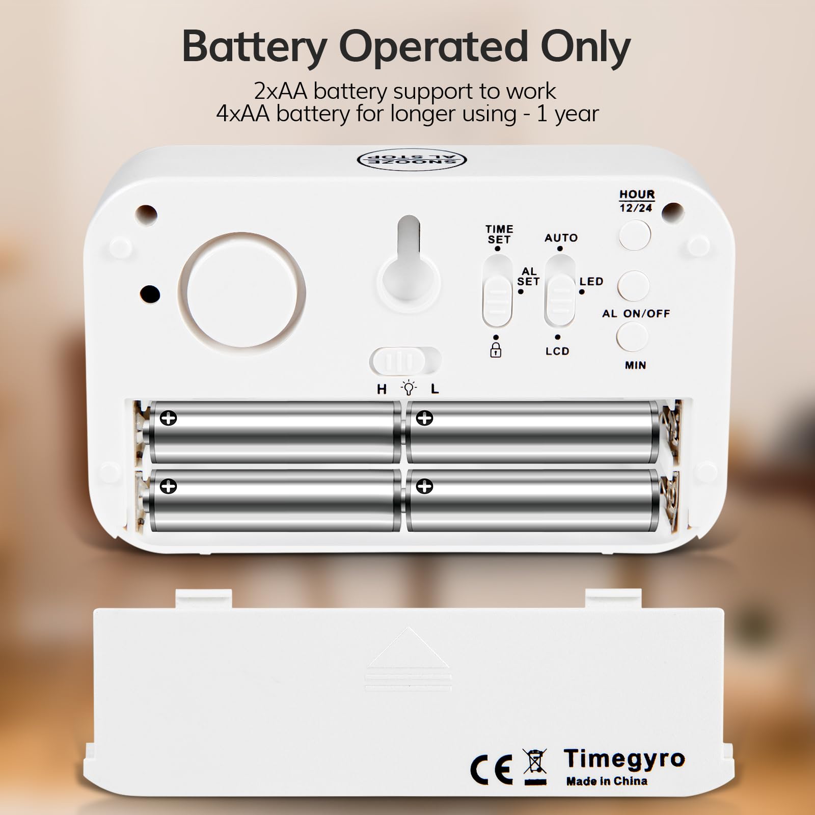 Sveglia Digitale  A Batteria , Sveglia A LED Con Temperatura Funzione Snooze Conversione 12 24 Ore Calendario 97000449