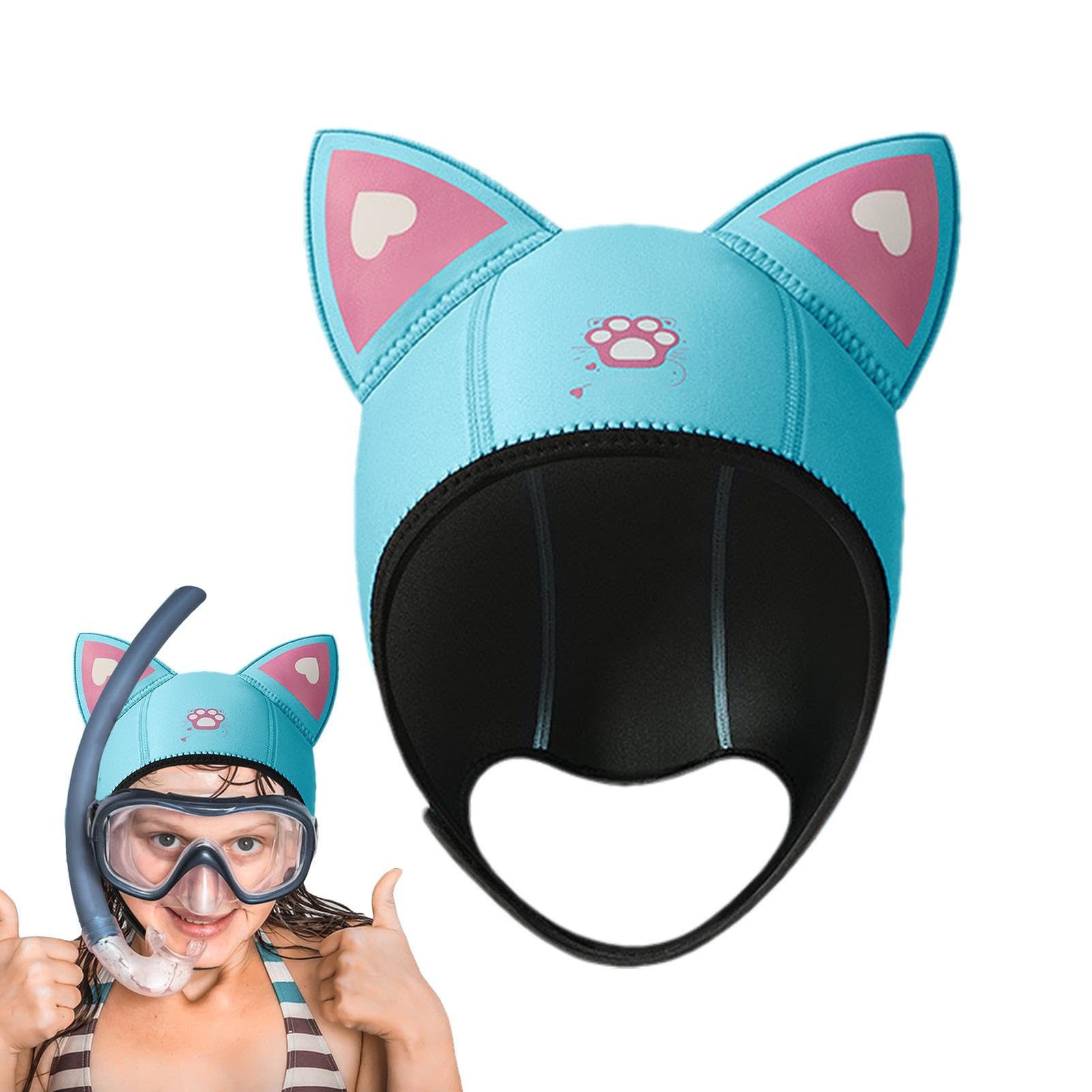 Diving Hood - Cat Ears Hat - Wetsuit Hood Swimming Hat 3mm Neoprene Hood Comfortable Hood with Cat Ears Adult Thermal Surfing Hood