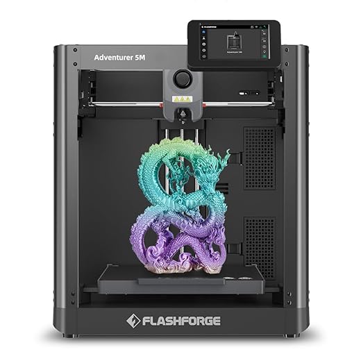 FLASHFORGE Adventurer 5M 3D Printer Offers a Max Print Speed of 600 mm/s, Automatic Levelling, FDM 3D Printer Core XY Structure, Quick Removable 280°C Nozzle, Print Size 220 x 220 x 220 mm