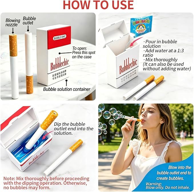 Image of Bubble Cigarette Pack,Box Bubble Toy,Funny Mini Bubble Blower Stick Toy for Relaxation Party Gift