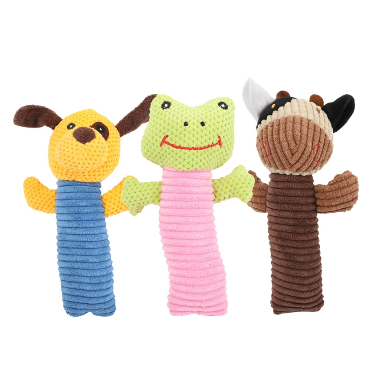 INOOMP 9piezas Juguetes De Peluche Chirriantes para Perros Pequeños Pack De Adorables Figuras Perro Ternero y Rana Material y Seguro para Masticar para Cachorros