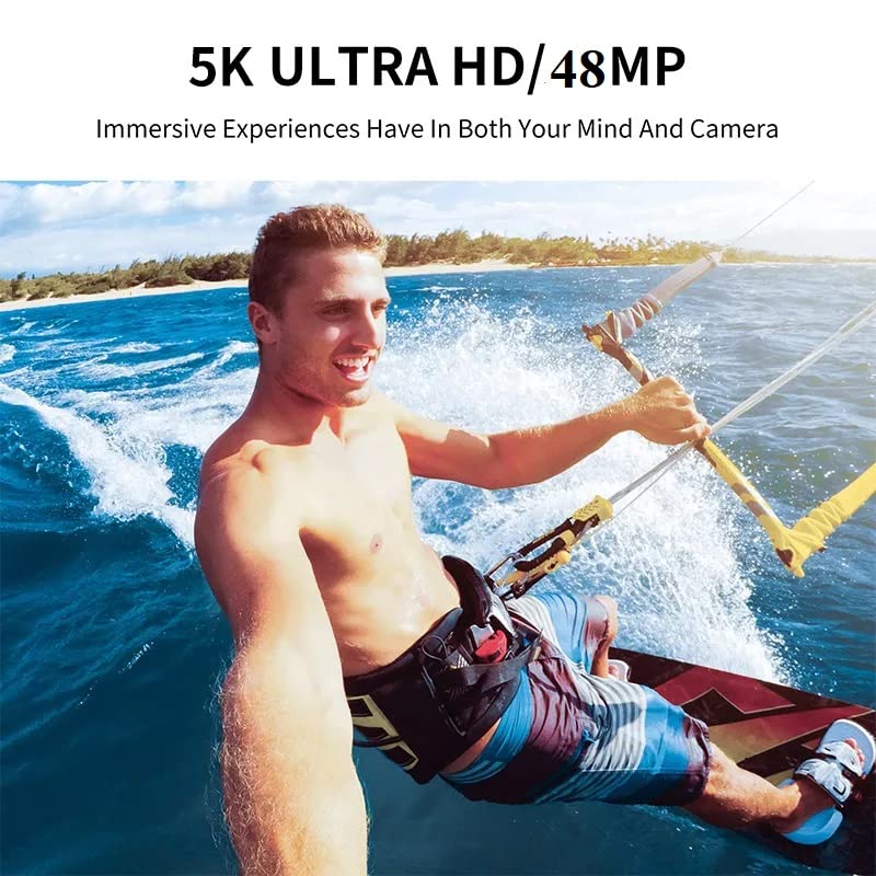 Image of 5K Action Camera with Dual Touch Screens | 48MP | Underwater Waterproof 30M | WiFi | EIS Stabilization | 170 Wide-Angle Lens | Remote Control | 256GB SD Card Support | for Vlog & Travel