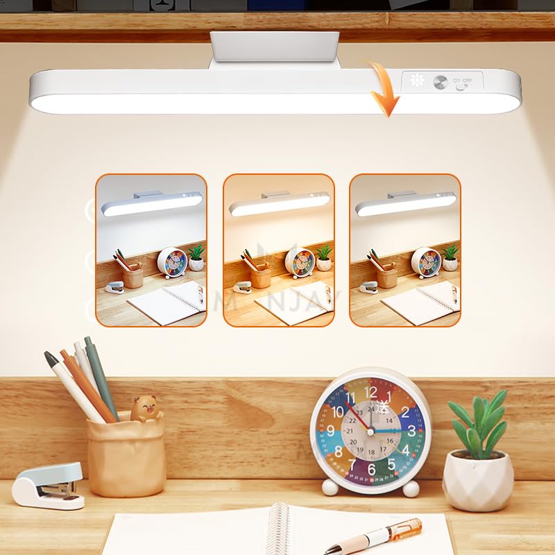 MONJAY Plastic LED Rechargeable Touch Lamp | Magnetic Stick-On Light with 3 Color Modes | USB Charging | Study, Wardrobe, Cabinet, Desk, Kitchen Use | 2-4 Hours Backup | Eye Protection Light (King)