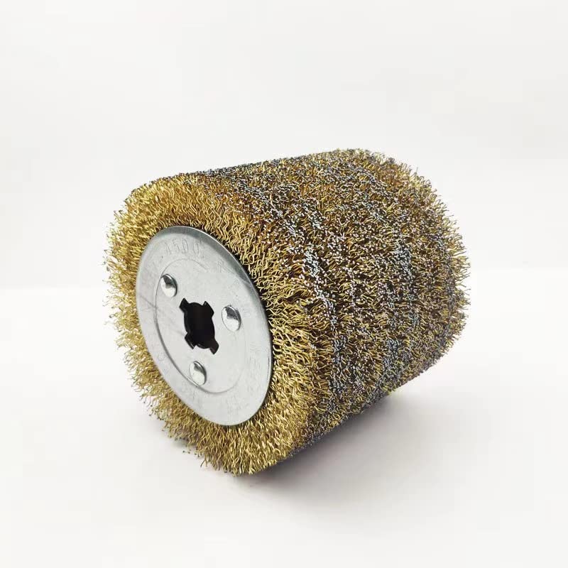 0.5mm Wire Drum Stainless Steel Wire Brush Wheel Surface Conditioning Tool 4.7" x 4" with 3/4" Quad Keyway for Surface Finishing of Stainless Steel, Aluminum, Metal and Wood