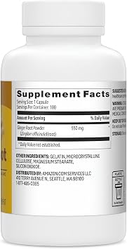 Amazon Basics Ginger Root Capsules, 550 mg, 100 Count