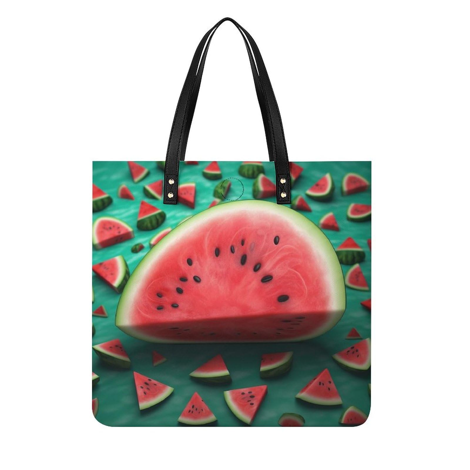 Sac à main en cuir blanc motif pastèque - Cabas de luxe graphique 39x39cm - 8