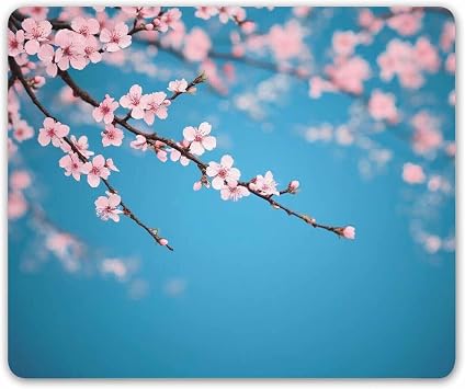 Smooffly Sakura Mouse Pad,Leaves and Plants Ombre Spring Japanese Sakura Flowers in Garden Park Gaming Mouse Pad