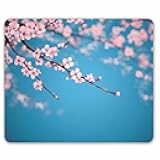 Smooffly Sakura Mouse Pad,Leaves and Plants Ombre Spring Japanese Sakura Flowers in Garden Park Gaming Mouse Pad