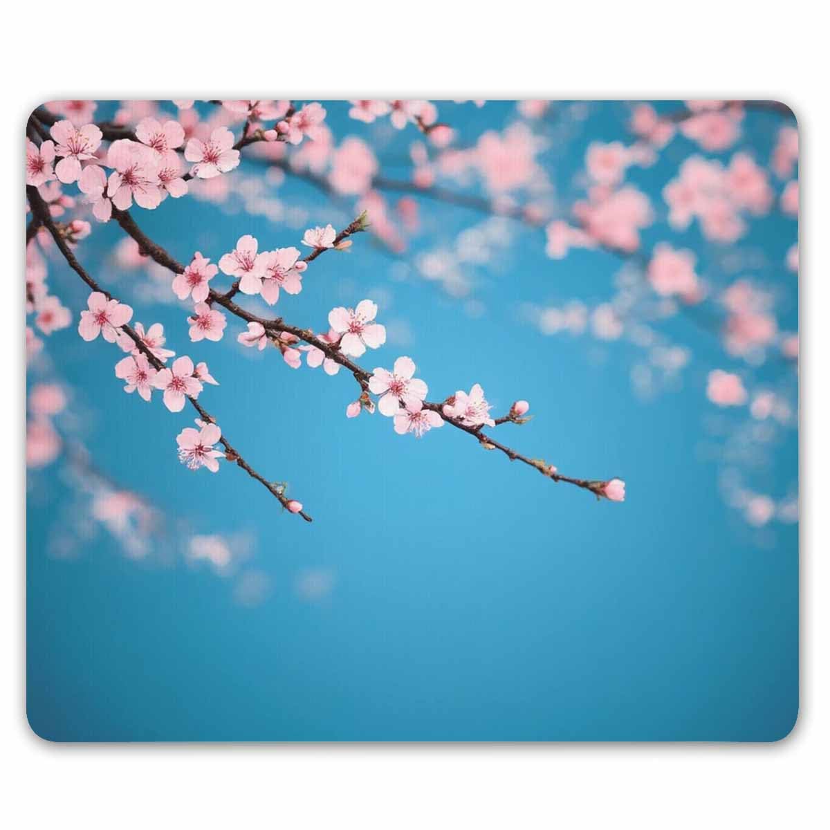 Smooffly Sakura Mouse Pad,Leaves and Plants Ombre Spring Japanese Sakura Flowers in Garden Park Gaming Mouse Pad