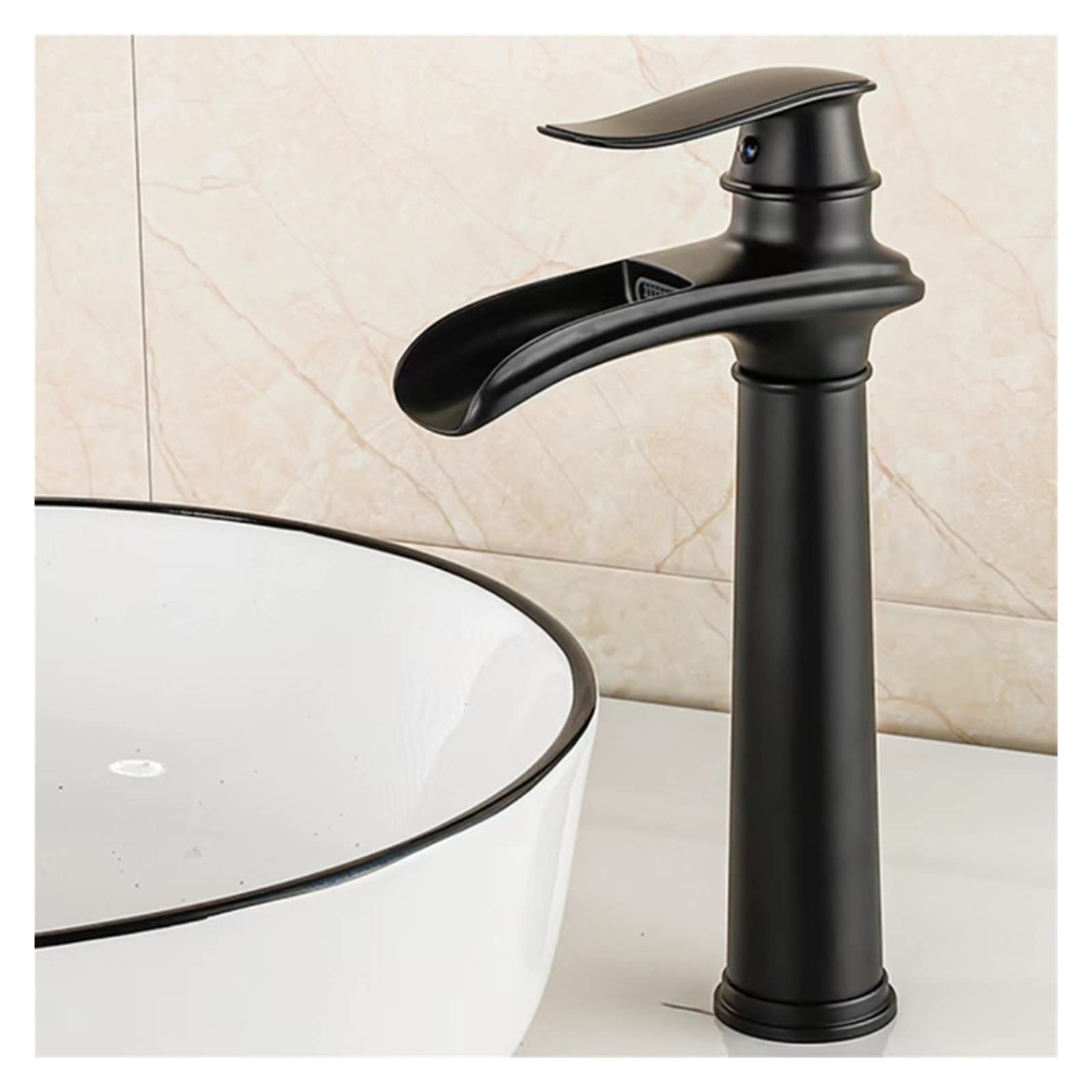 Robinet cascade noir mat pour lavabo de salle de bains moderne 6046