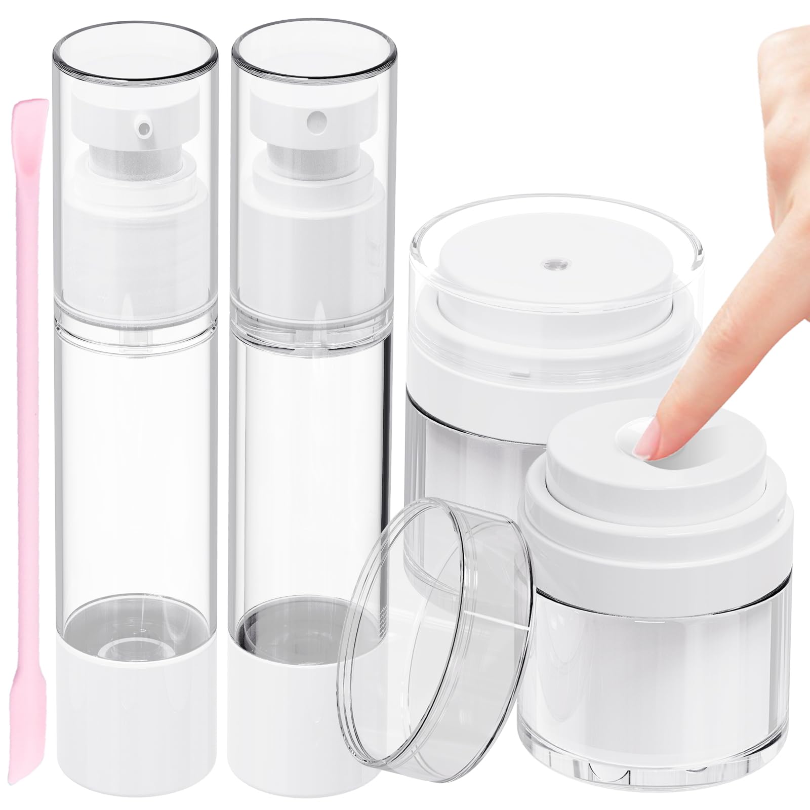 4 Pack Airless Pump Jar, 1.7 oz Pump Moisturizer Container,Travel Skincare Bottles,Travel Size Containers for Cream,Moisturizer&Lotion Leak-Proof Portable Dispenser for Toiletries