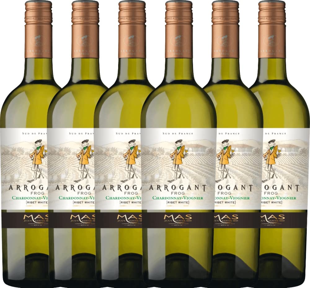 Ribet White Chardonnay Viognier Arrogant Frog Weißwein 6 x 0,75l VINELLO - 6 x Weinpaket inkl. kostenlosem VINELLO.weinausgießer