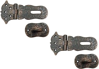 Adonai Hardware "Paran" Heavy Duty Cast Iron Safety Locking Hasp and Staple (6" x 2 Pack, Antique Copper) for Vintage Pirates Treasure Chest, Trunks, Wooden Jewelry Box, Cases, Furniture and Sheds