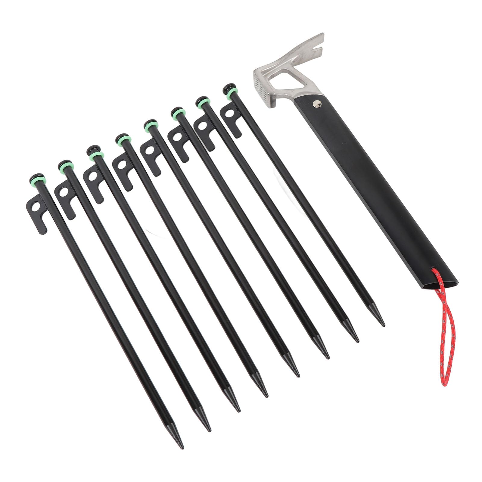 Sorandy Piquets de Tente Robustes, Piquets de Camping en Acier Inoxydable en Alliage d'aluminium de 30 Cm, 4 de Cordes de 4 M avec Clips d'auvent, Idéaux pour Les Tentes de Camping en Plein Air,
