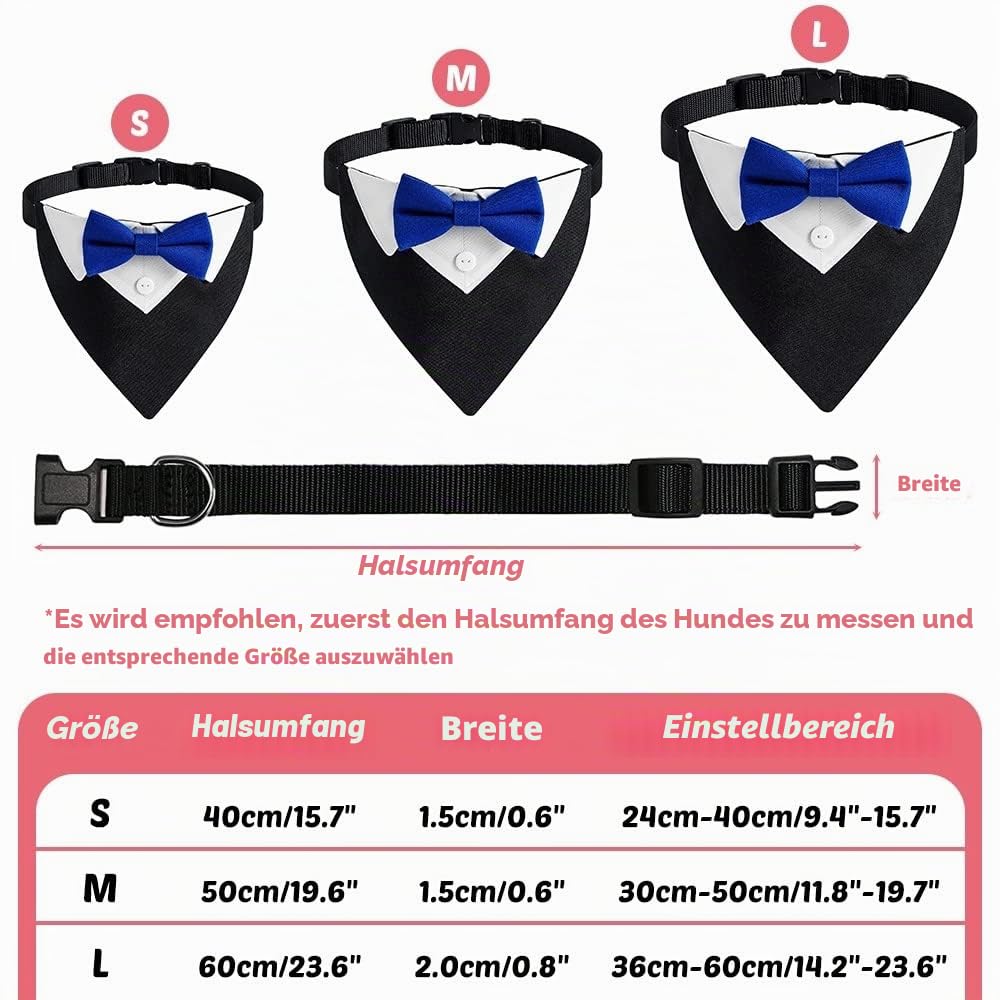 Hunde-Smoking-Fliege - Formelles Bandana Halsband, Verstellbares Smokinghalstuch Mit Fliege für Hunde und Katzen