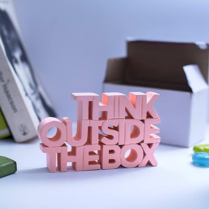 NUKKAD TALES Think Outside The Box Motivational Quote Showpiece for Office Table D?cor, Kids Room d?cor, Study Table | Gift Item, Corporate Gift, Birthday Gift (6 x 4 inch - Blue)