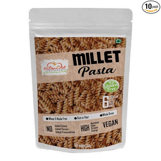 Mother's Diet Kitchcn Gluten Free Millet Pasta | Fusilli Pasta | 200g