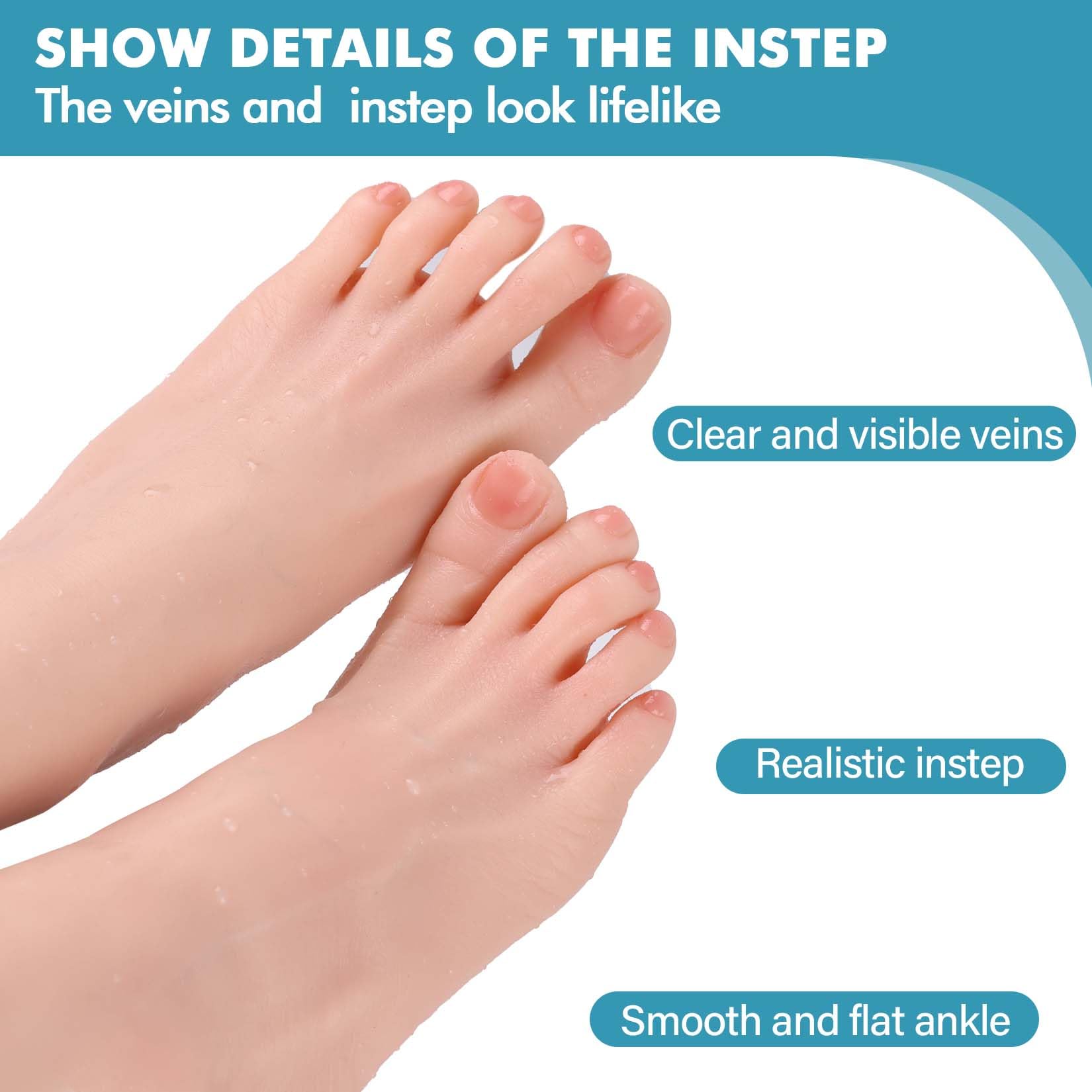 Modello di Piedi in Silicone Dimensione Reale per Uomo e Donna Morbido e Flessibile Manichino per Esposizione Scarpe Sandali e Calze (Sinistra, Piede Donna, Beige)
