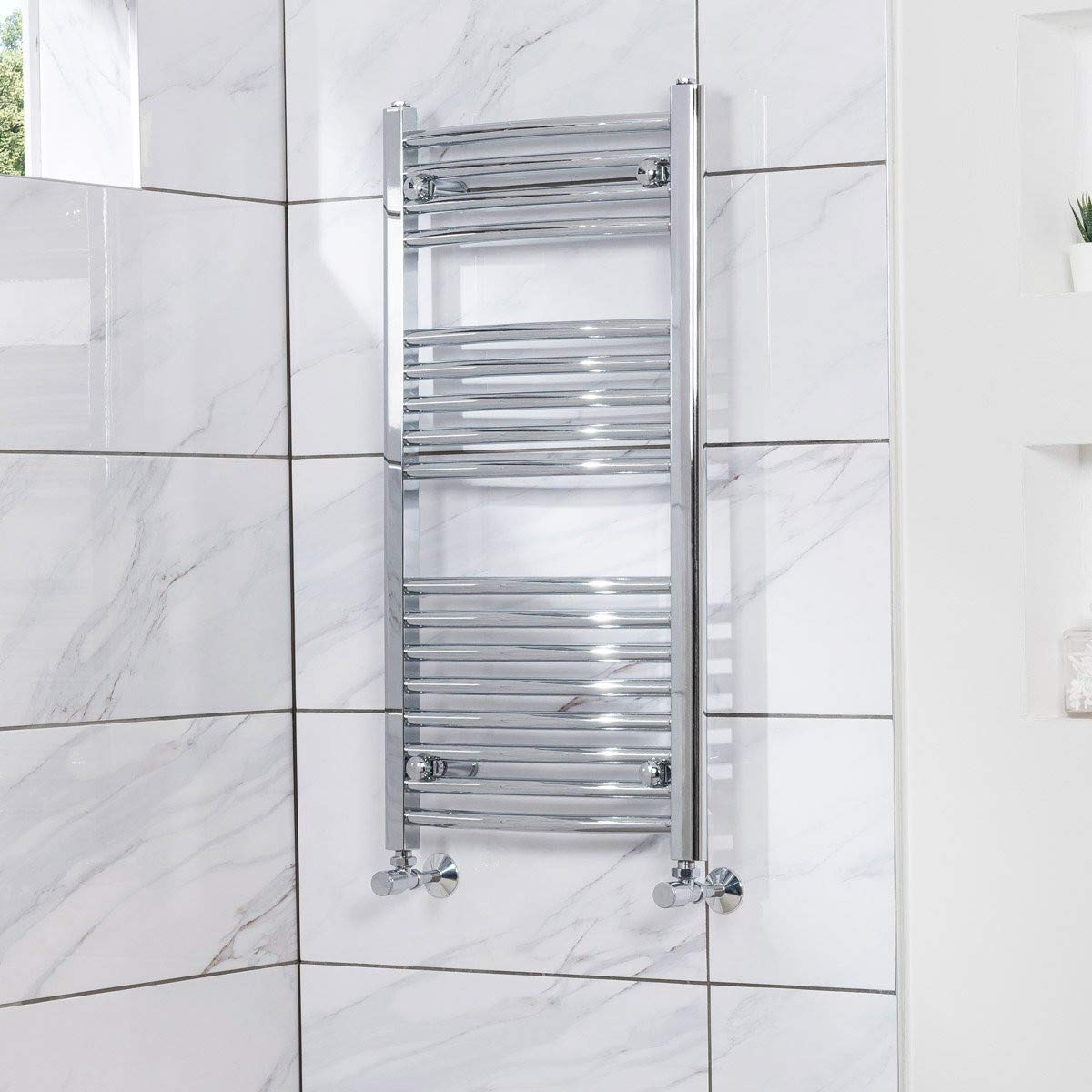 NRG Curved Heated Towel Rail Radiator Bathroom Central Heating Ladder Warmer Rad 900x450mm Chrome