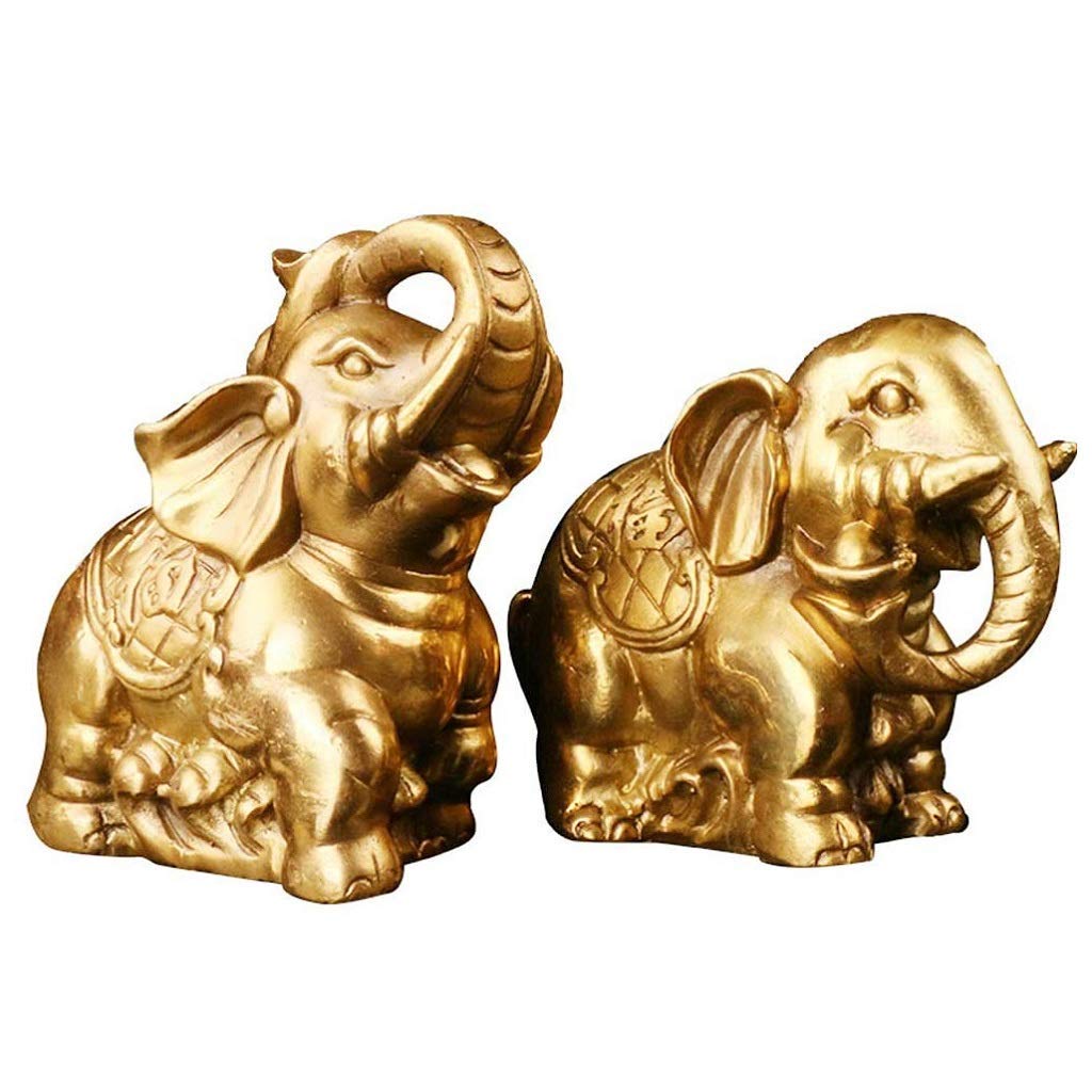YNIYUJKL Feng Shui Ornaments Brass Elephant Decoration Statue With Carving Fu Sculpture Ornaments, Wealth Prosperity Home Office Decoration Gift