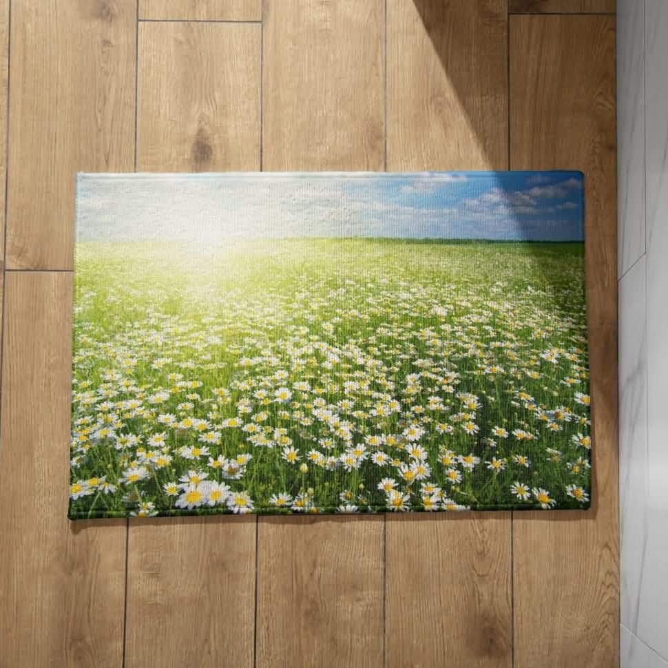 Tapis de sol bureau anti-saleté 50x80cm avec motif fleur pour une entrée propre