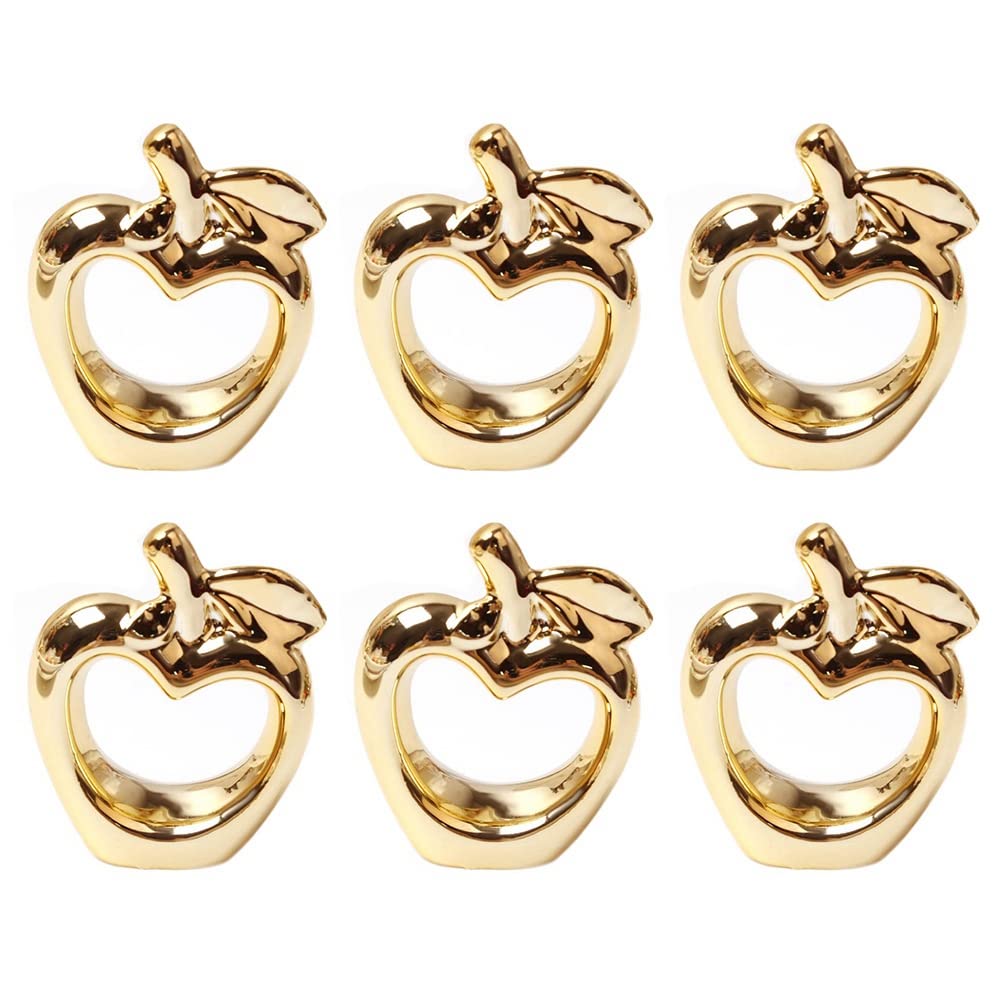 CTRLZS 6Pcs Napkin Rings, Metal Plated Vintage Napkin Ring Buckle Holder for Dining Table Decoration,(Gold)