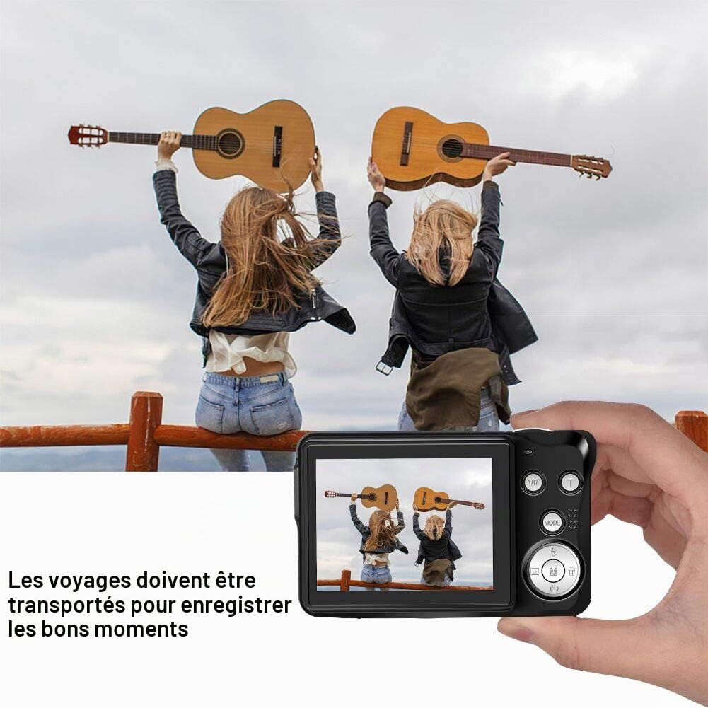 Appareil Photo Numérique 1080P 30 Mégapixels Appareil Photo Numerique Full HD Appareil Photo de Poche Rechargeable 2,7 Pouces avec Zoom Numérique 8X Appareil Photo Compact pour Adolescents Débutants