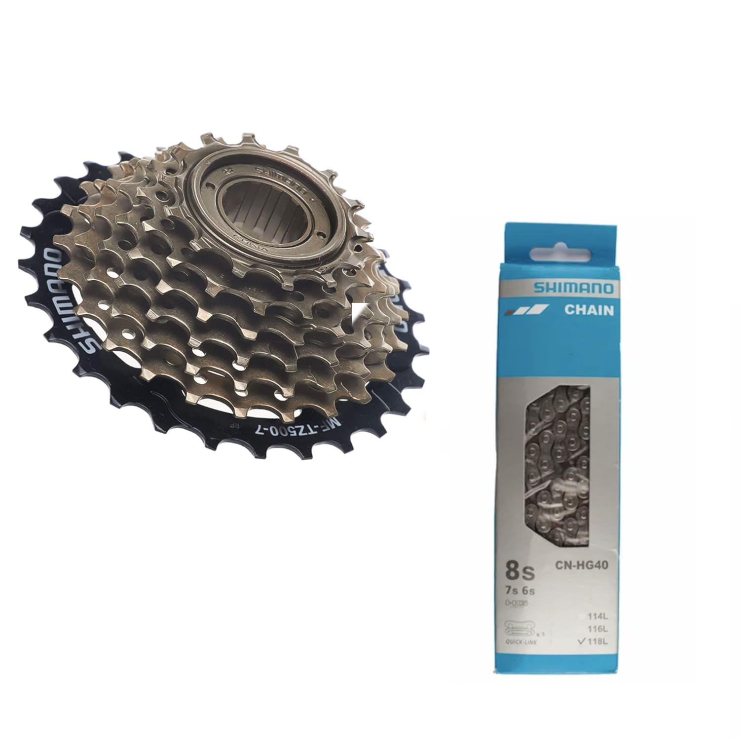 Zestaw łańcuchów CN-HG40 i wieńca śrubowego MF-TZ500 7-rzędowy do Shimano, 14-28 zębów, wolny bieg, rower, rower elektryczny, pedelec