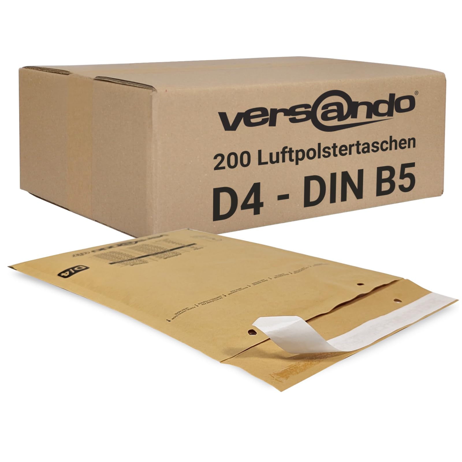 versando 200 sobres acolchados D4, tamaño interior 180 x 265 mm, dimensiones exteriores 200 x 275 mm, color marrón/amarillo dorado para DIN B5/A5/DVD