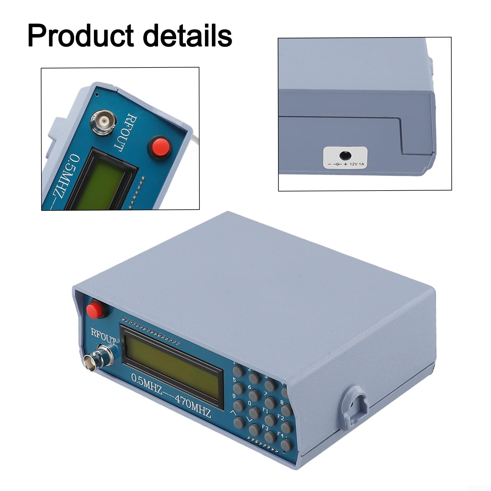 Generatore di segnale RF digitale 0,5 M-470 MHz con display a 7 cifre per debug radio FM, include tono 800 Hz, gamma da -70 a 132 dBm, ingresso CC 12 V, unità ABS stabile per automotive e insegnamento