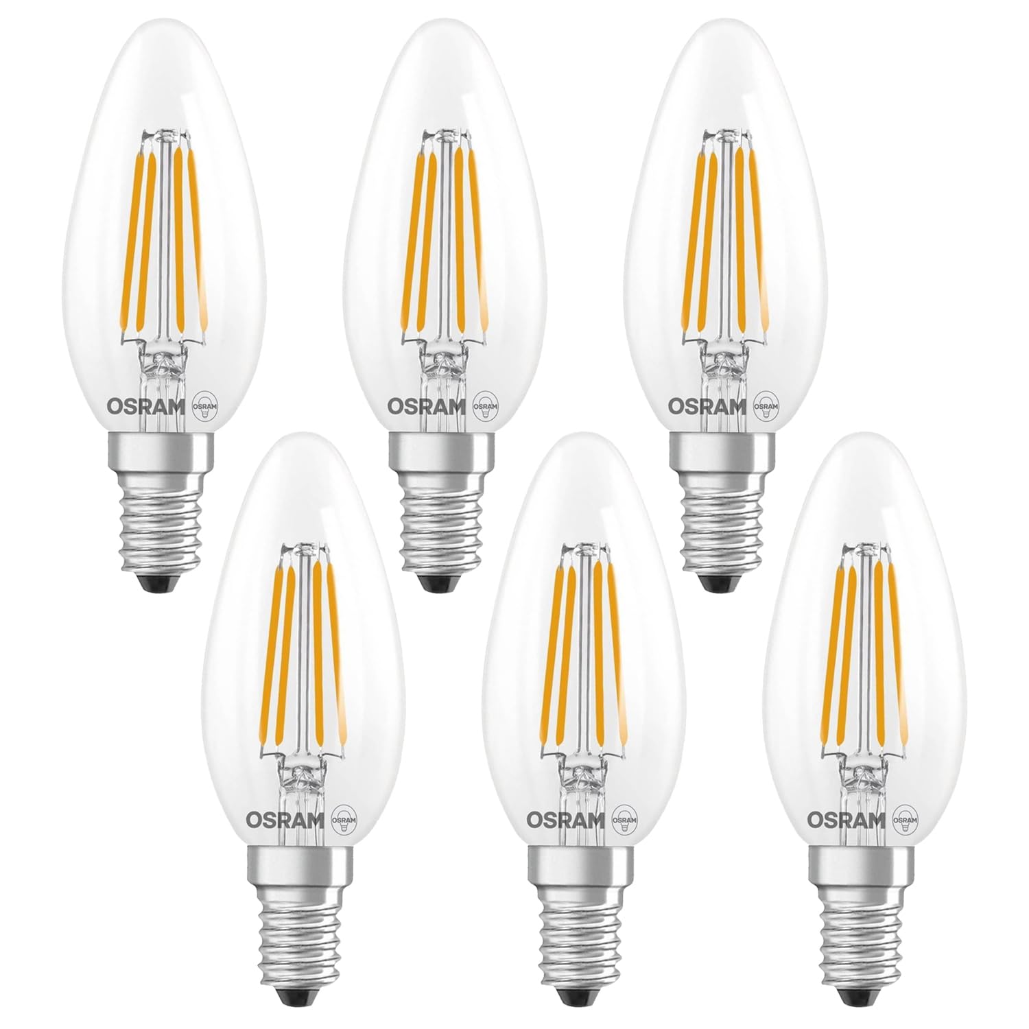 OSRAM LED lamp Star Candle Shape B40 Filament 3.4W Clear E14