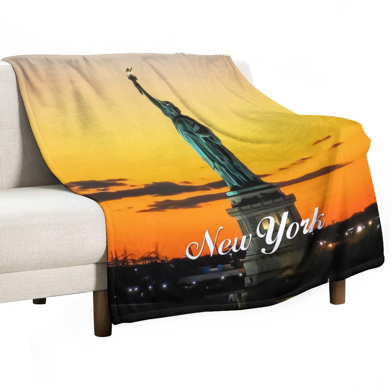 Jeté de lit Statue de la Liberté plaid douillet pour couple et canapé de salon