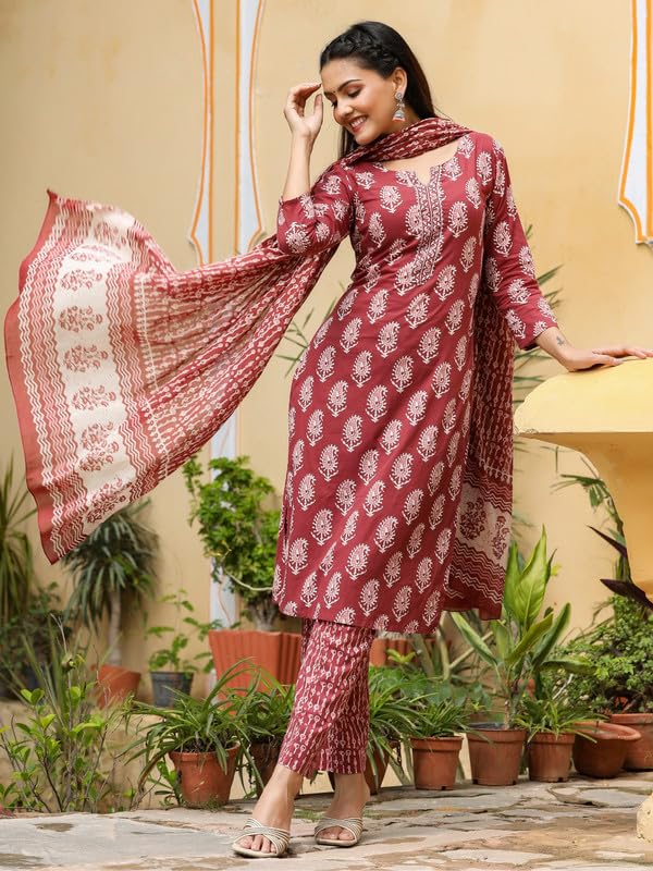 Image of Vaamsi Women's Cotton Blend Kurta Set