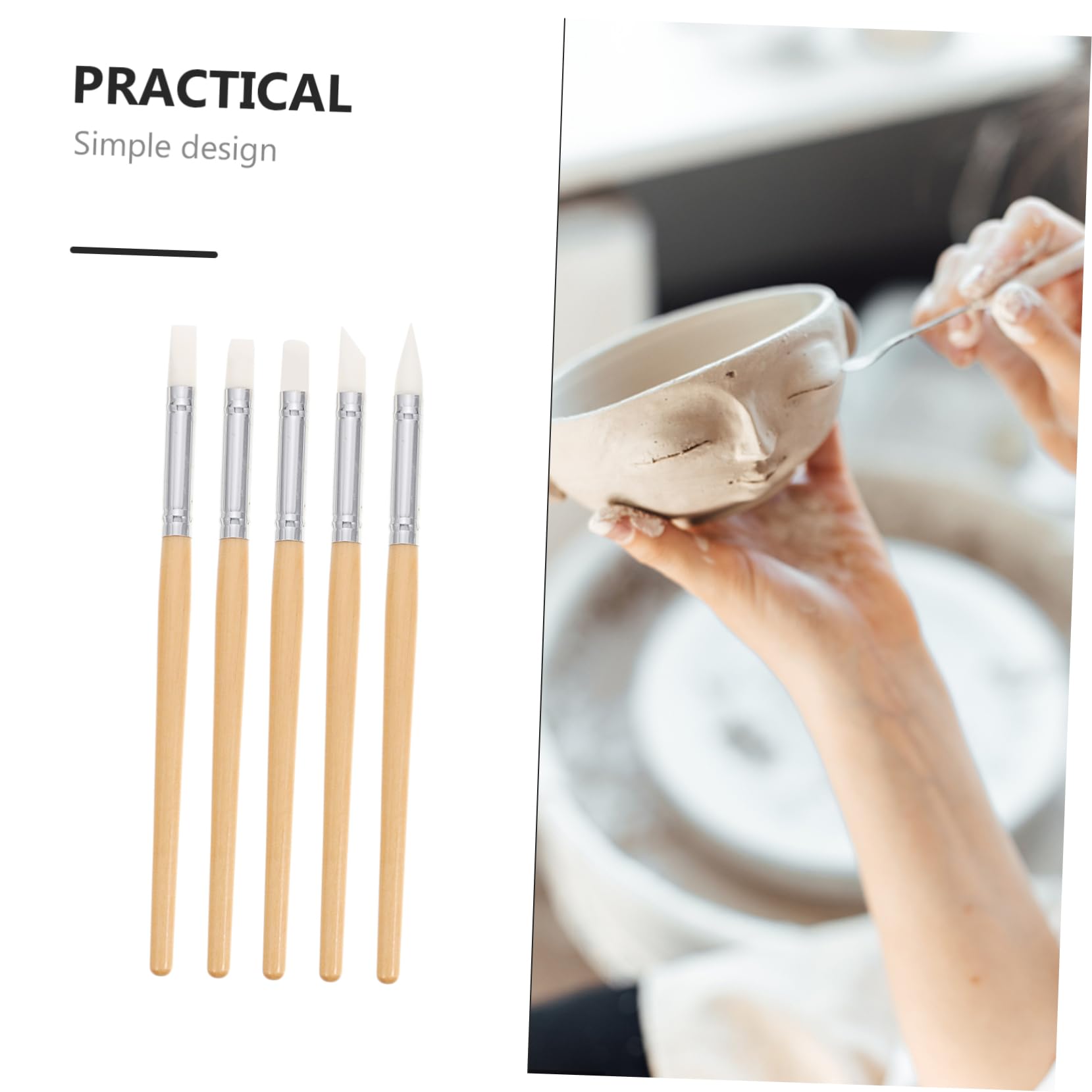 Homoyoyo Sculpture Clay Tools 5pcs Portable Polymer Clay Tools Art Supply Pen Sculpture Pens Durable for Modeling Carving