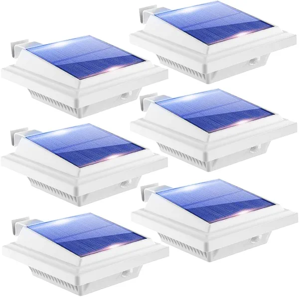 Gutter Lights, 40 LED Solar Patio Decor Lights, Outdoor, Waterproof, Fence, Wall, Backyard, Porch, Patio, Pool, Stair Lights, 6 Pack, Cool White