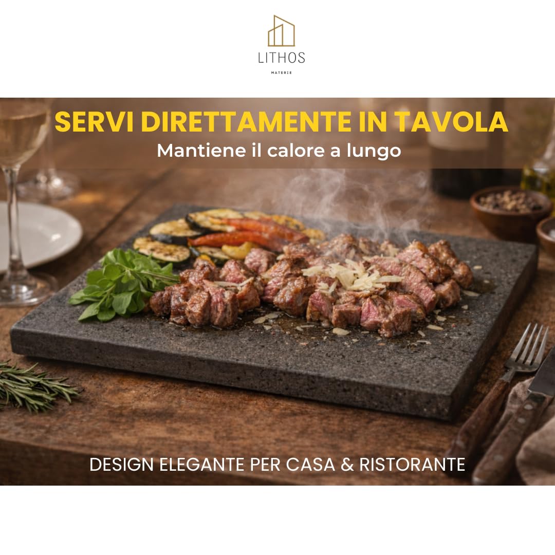 Piastra SU MISURA in Pietra Lavica Etnea/Ollare - Rettangolare/Quadrata PERSONALIZZABILE per Pizza, Carne, Verdure