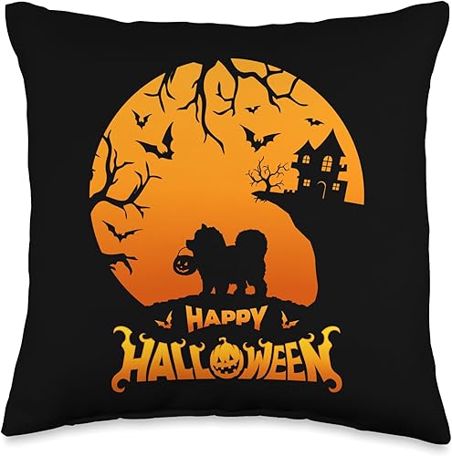 Miniatura 1 de BCC Chow Chow Shirts & Asian Dog Lover Gifts Chow Happy Halloween Costume Pumpkin Boo Dogs Throw Pillow, 16x16, Multicolor