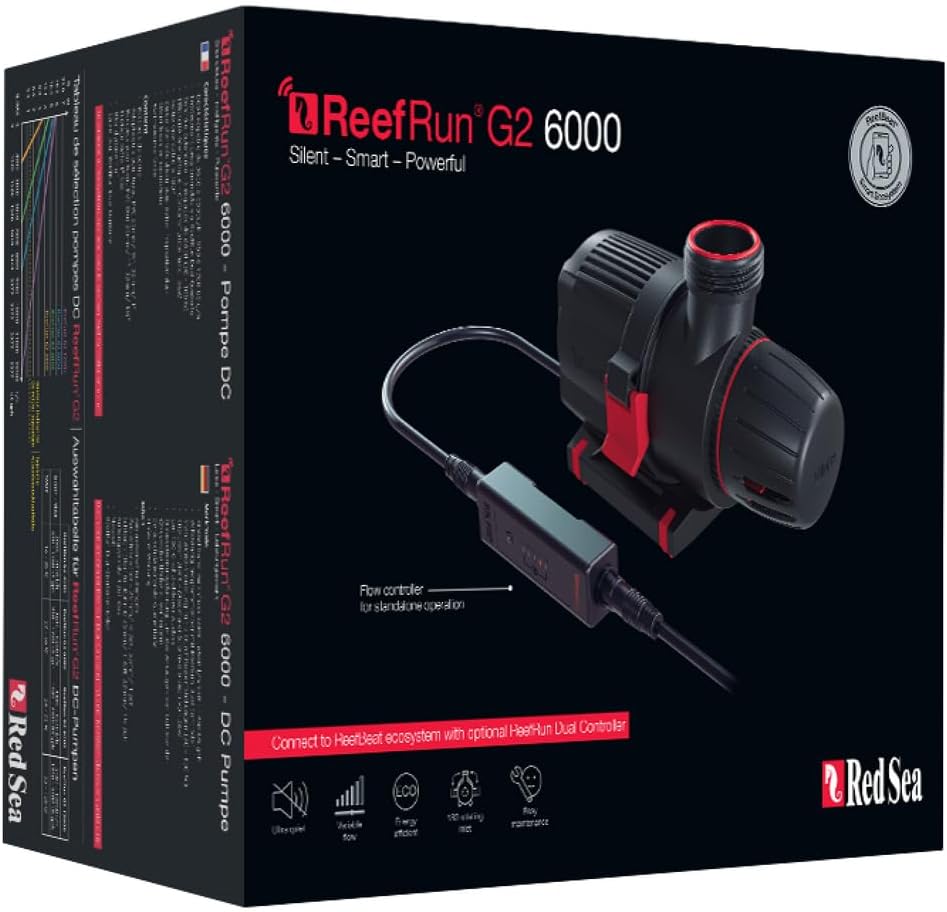 Red Sea ReefRun G2 6000 Aquarium DC Water Return Pump (950-1700 GPH) - Controller Sold Seperatly | ReefBeat Control & Notifications for Freshwater or Saltwater Marine Use