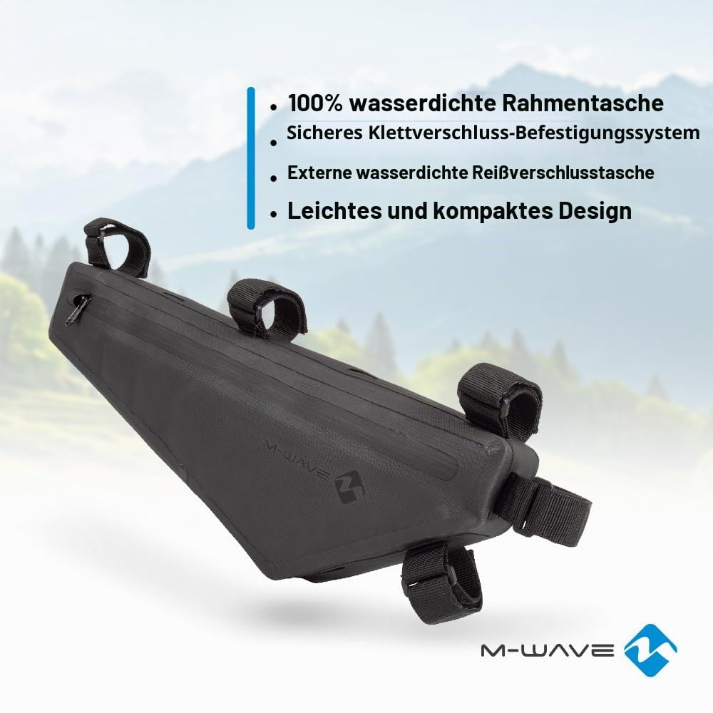 M-Wave Fahrrad Rahmentasche, wasserdicht, 2,1 Liter, Bikepacking, Rough Ride II Triangle