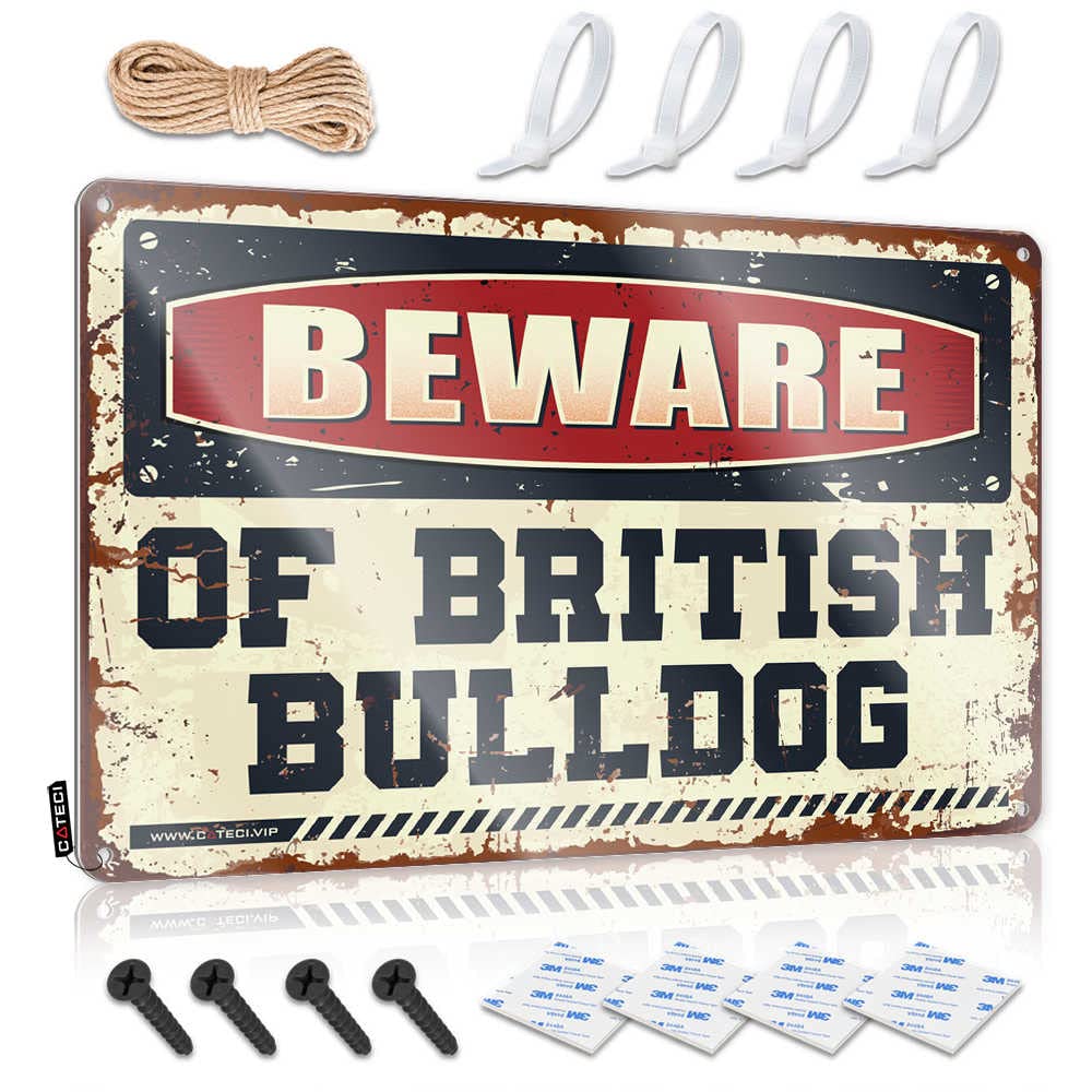 Outdoor Bar Decor Beware Of British Bulldog Sign Funny Kitchen Decor Beer Bar Metal Sign(30X40CM)