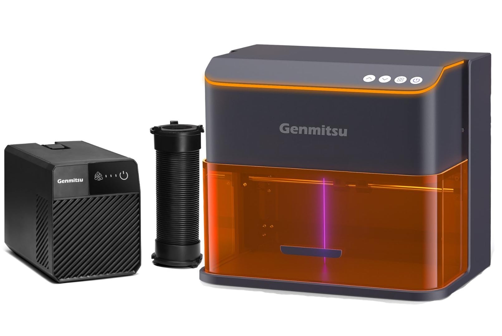 Genmitsu Kintix Lasergravierer 5000 mW+Rauchreiniger, 90000 mm/min ultraschneller Galvo-Laser mit automatischer Hubfunktion, 200 x 100 mm, kompatibel mit LightBurn & App, Schutzklasse 1